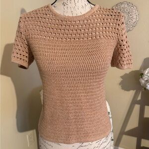 Nine West Pink Cropped Ribbed Blouse